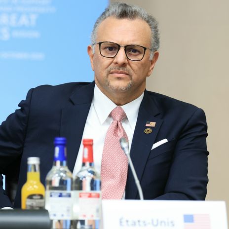 US Department of State's senior advisor to the President for Arab and African Affairs Massad Fares Boulos attends a conference to support for peace and prosperity in the Great Lakes region, Oct. 30, 2025.